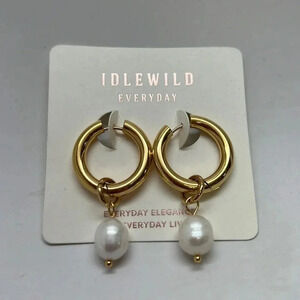 Idlewild Everyday Gold Hoop Earrings with Pearls. New